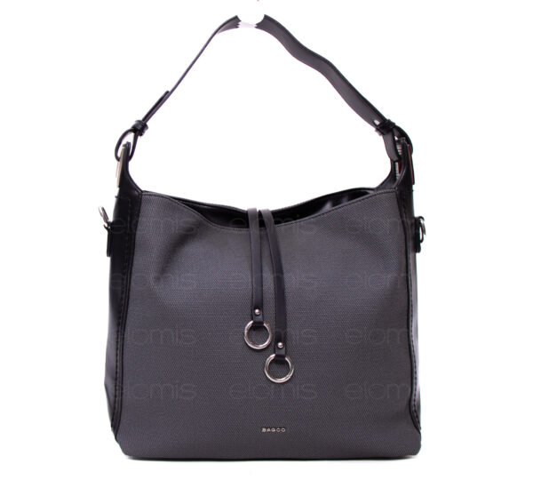 Grand sac bandoulière" BAGCO " en tissus finitions cuir - Noir – Image 9