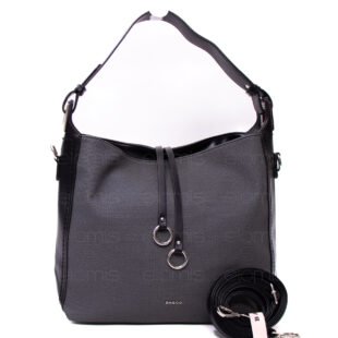 Grand sac bandoulière" BAGCO " en tissus finitions cuir - Noir