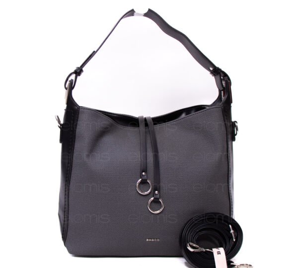 Grand sac bandoulière" BAGCO " en tissus finitions cuir - Noir