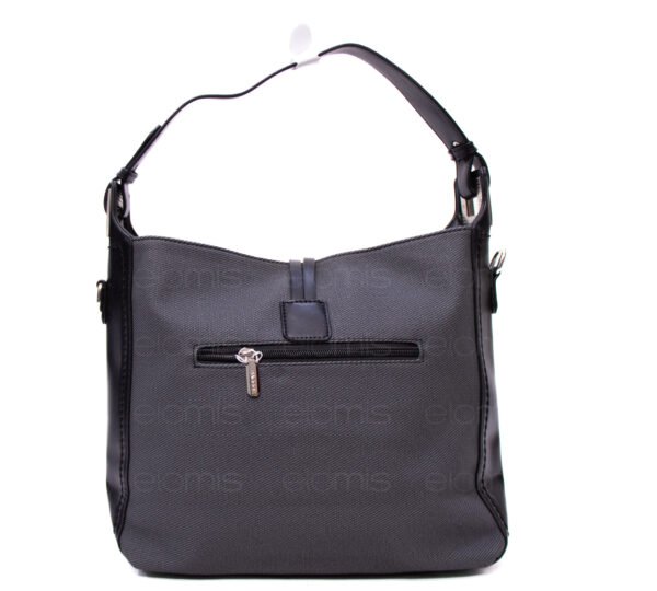 Grand sac bandoulière" BAGCO " en tissus finitions cuir - Noir – Image 8