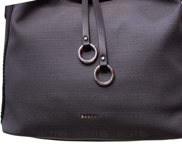 Grand sac bandoulière" BAGCO " en tissus finitions cuir - Noir – Image 6