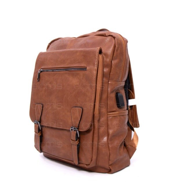 Grand sac à dos " Jessica Bags " à triple compartiments séparés - Camel – Image 6