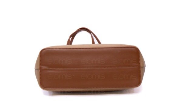 Grand sac porté épaule " BAGCO " - Taupe / Finitions Marron – Image 8