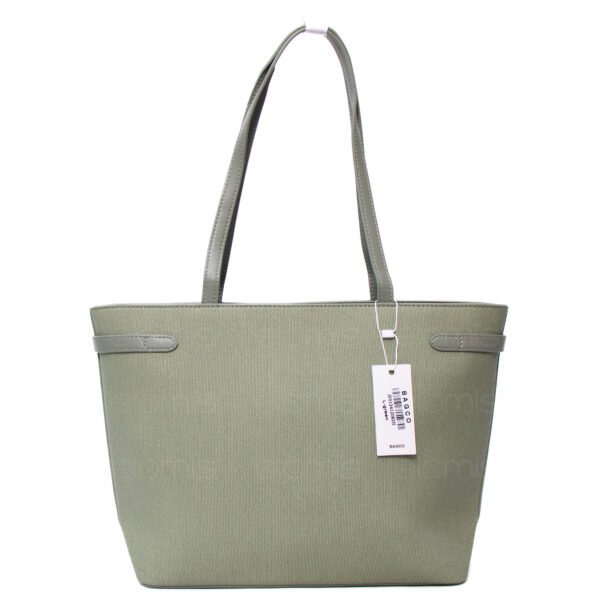Grand sac porté épaule " BAGCO " - Vert Pastel – Image 5