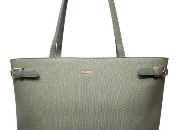 Grand sac porté épaule " BAGCO " - Vert Pastel – Image 4