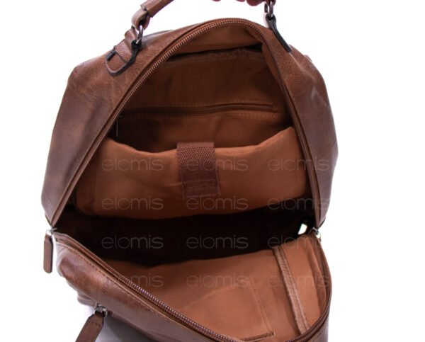Grand sac à dos " Paolo Bags " à double compartiments séparés - Marron foncé – Image 4
