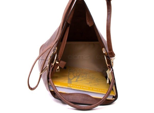 Grand sac bandoulière + sac bandoulière avec deux anses interchangeables "Marina Rylan" - Marron foncé – Image 8