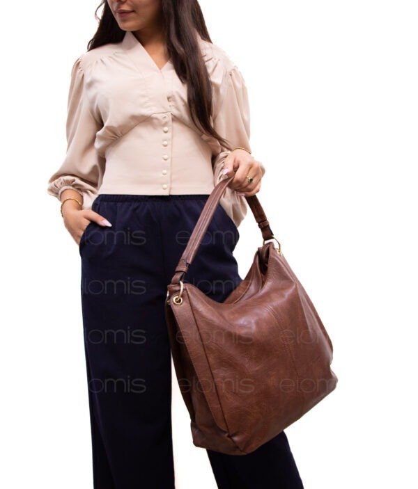 Grand sac bandoulière " DUDLIN "- Marron foncé – Image 4