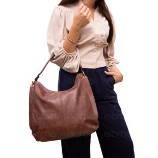 Grand sac bandoulière " DUDLIN "- Marron foncé