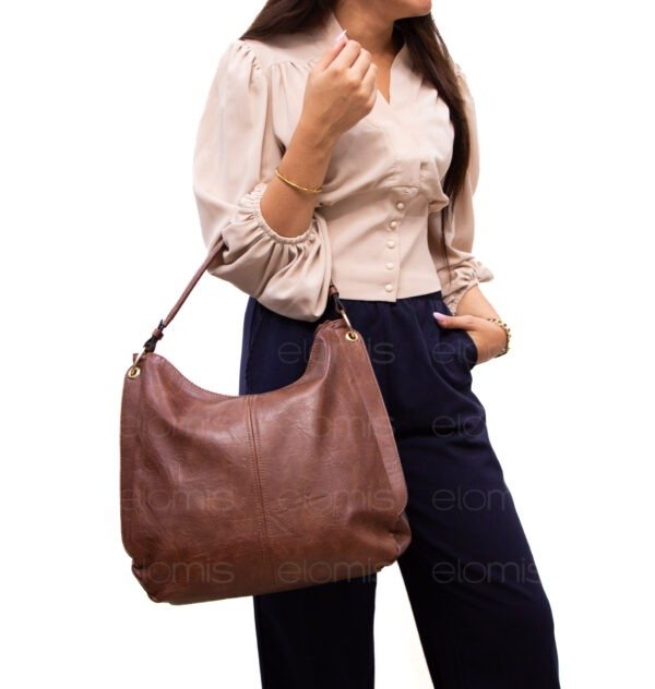 Grand sac bandoulière " DUDLIN "- Marron foncé