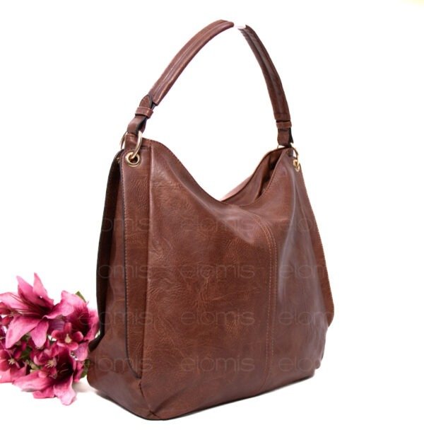 Grand sac bandoulière " DUDLIN "- Marron foncé – Image 2