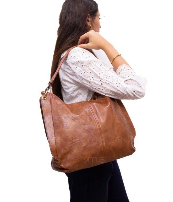 Grand sac bandoulière " DUDLIN "- Marron – Image 2