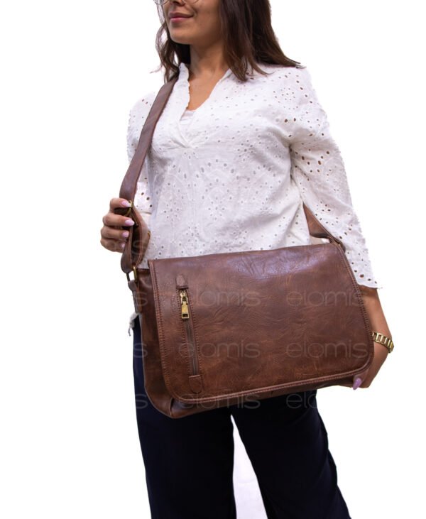 Grand sac Bandoulière / Cartable " HAOERXI " - Marron Foncé – Image 2