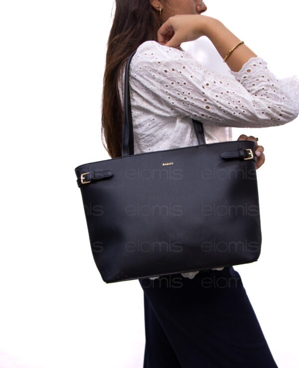 Grand sac porté épaule " BAGCO " - Noir – Image 3