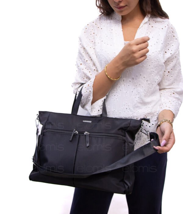 Sac cartable " Bolsos Aurora " en tissus imperméable avec deux poches à l'avant - Noir – Image 2