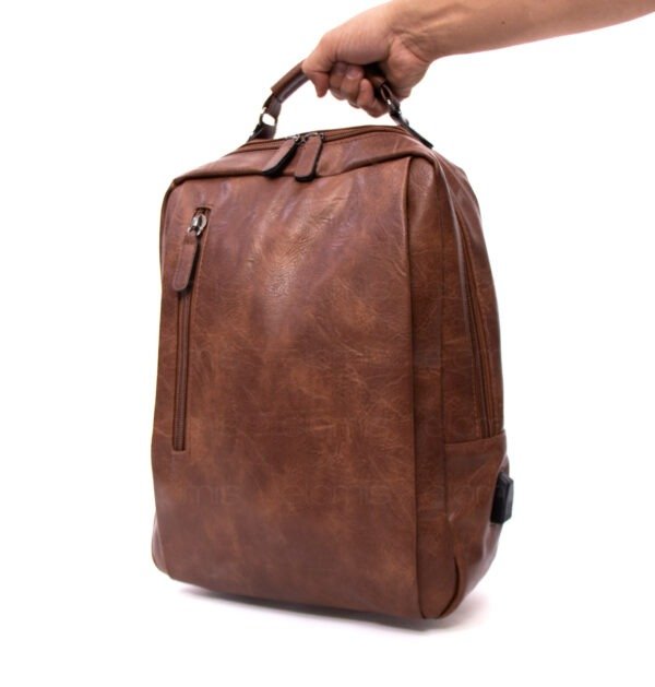 Grand sac à dos " Paolo Bags " à double compartiments séparés - Marron foncé – Image 5