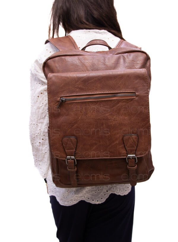 Grand sac à dos " Jessica Bags " à triple compartiments séparés - Marron foncé – Image 3
