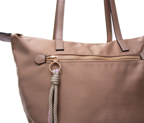 Sac à main / porté épaule " Dulcinea Heredia" en tissus imperméable - Taupe – Image 7