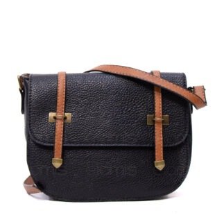Sac bandoulière " sara fashion bag " moyenne taille - Noir / Finitions Marron