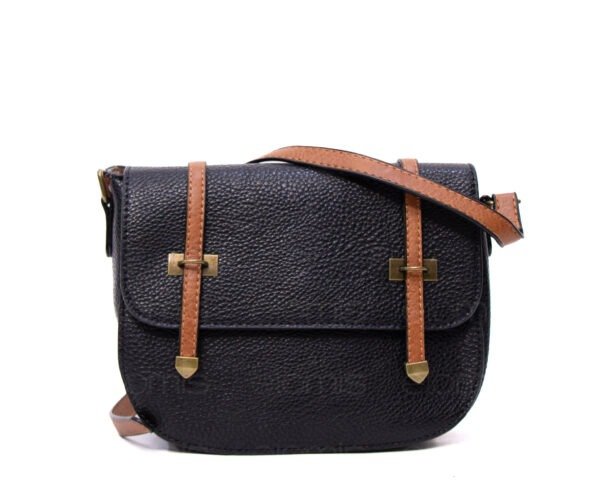 Sac bandoulière " sara fashion bag " moyenne taille - Noir / Finitions Marron