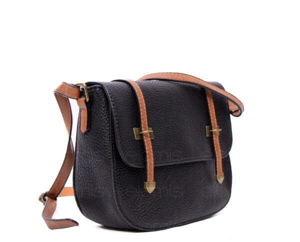 Sac bandoulière " sara fashion bag " moyenne taille - Noir / Finitions Marron – Image 4