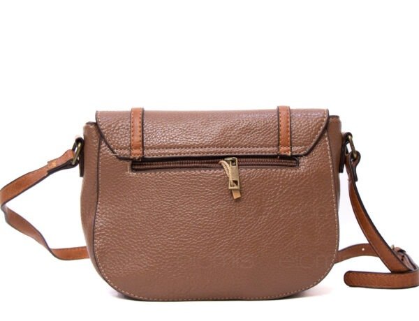 Sac bandoulière " sara fashion bag " moyenne taille - Taupe / finitions marron – Image 5