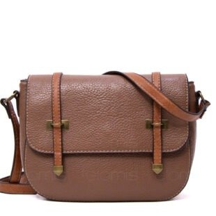 Sac bandoulière " sara fashion bag " moyenne taille - Taupe / finitions marron