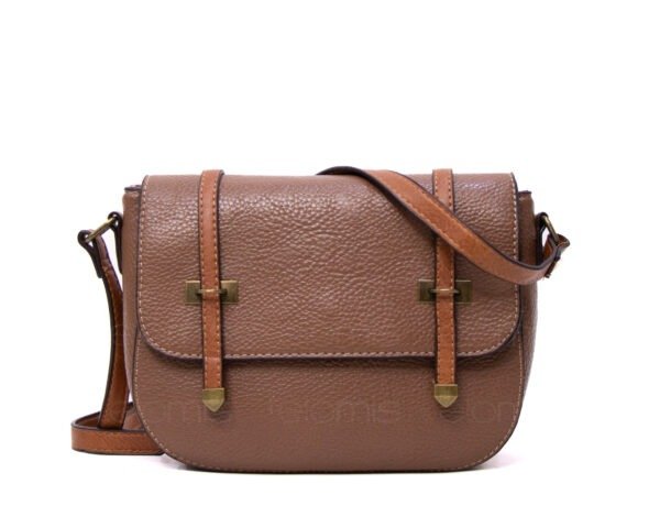 Sac bandoulière " sara fashion bag " moyenne taille - Taupe / finitions marron