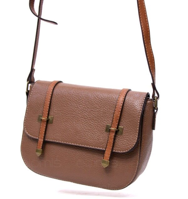 Sac bandoulière " sara fashion bag " moyenne taille - Taupe / finitions marron – Image 2