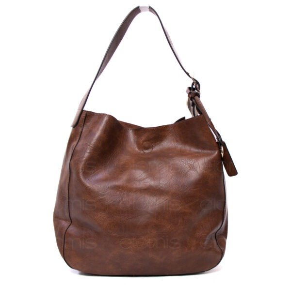 Grand sac porté épaule + sac bandoulière  " DUDLIN "- Marron foncé – Image 6