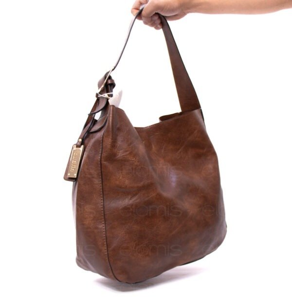 Grand sac porté épaule + sac bandoulière  " DUDLIN "- Marron foncé – Image 8
