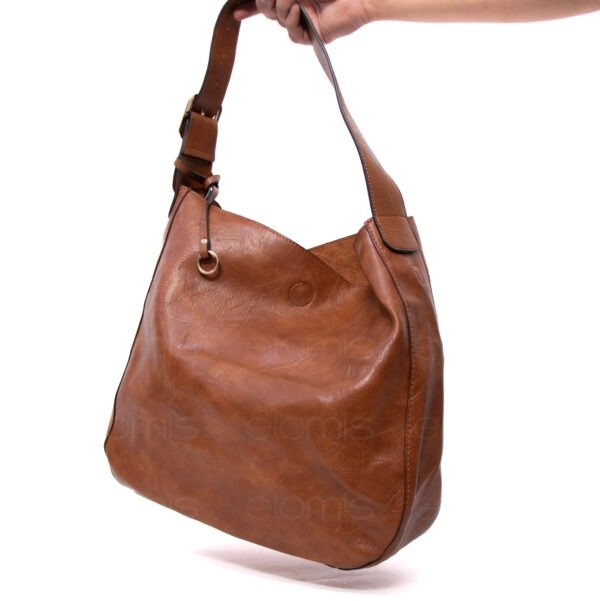 Grand sac porté épaule + sac bandoulière  " DUDLIN "- Marron – Image 2