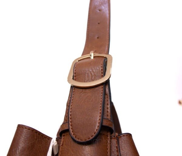 Grand sac porté épaule + sac bandoulière  " DUDLIN "- Marron – Image 4