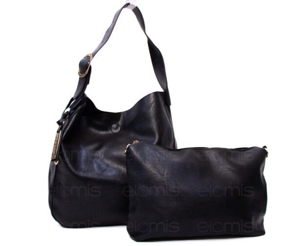 Grand sac porté épaule + sac bandoulière  " DUDLIN "- Noir – Image 6