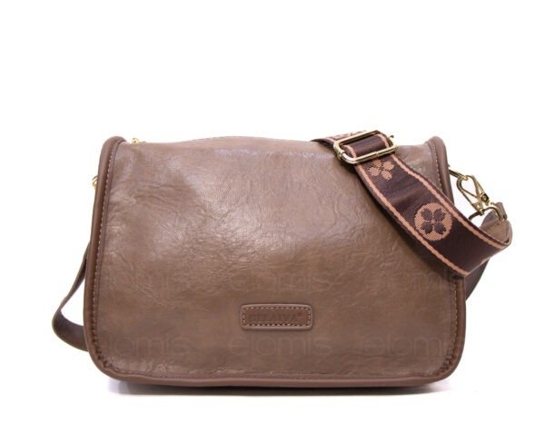 Sac bandoulière moyenne taille " GELAIYA " à double bandoulière - Taupe