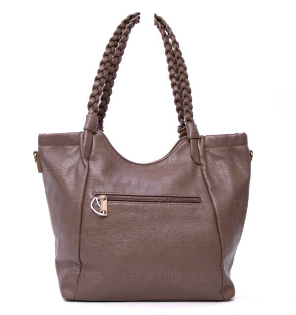 Grand sac avec anses tressées " VALENTINI GINO " à triple compartiments interne - Taupe – Image 6