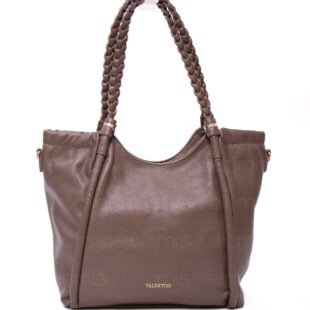Grand sac avec anses tressées " VALENTINI GINO " à triple compartiments interne - Taupe