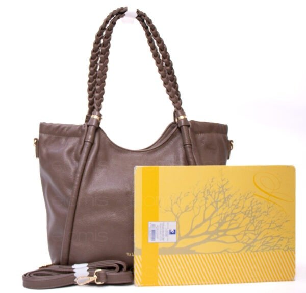 Grand sac avec anses tressées " VALENTINI GINO " à triple compartiments interne - Taupe – Image 5
