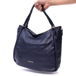 Alternative view of Grand sac avec anses tressées " VALENTINI GINO " à triple compartiments interne - Bleu foncé