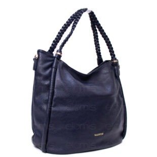 Grand sac avec anses tressées " VALENTINI GINO " à triple compartiments interne - Bleu foncé