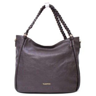 Grand sac avec anses tressées " VALENTINI GINO " à triple compartiments interne - Gris