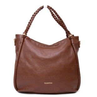 Grand sac avec anses tressées " VALENTINI GINO " à triple compartiments interne - Marron