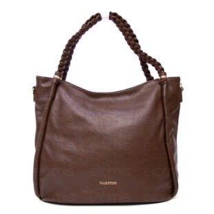 Grand sac avec anses tressées " VALENTINI GINO " à triple compartiments interne - Marron foncé