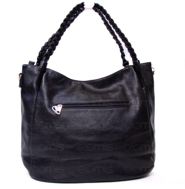 Grand sac avec anses tressées " VALENTINI GINO " à triple compartiments interne - Noir – Image 7