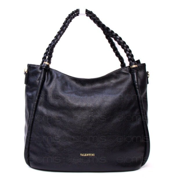 Grand sac avec anses tressées " VALENTINI GINO " à triple compartiments interne - Noir – Image 6