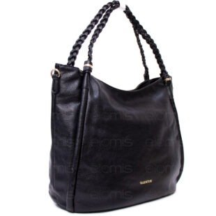 Grand sac avec anses tressées " VALENTINI GINO " à triple compartiments interne - Noir