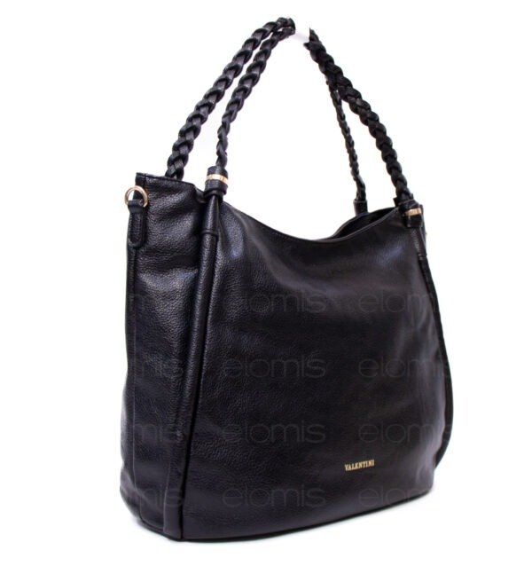 Grand sac avec anses tressées " VALENTINI GINO " à triple compartiments interne - Noir