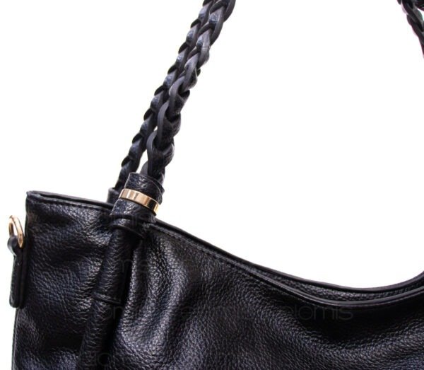 Grand sac avec anses tressées " VALENTINI GINO " à triple compartiments interne - Noir – Image 3