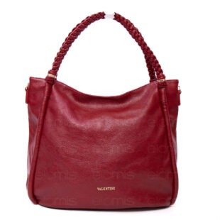 Grand sac avec anses tressées " VALENTINI GINO " à triple compartiments interne - Rouge