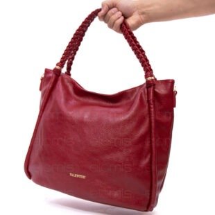 Alternative view of Grand sac avec anses tressées " VALENTINI GINO " à triple compartiments interne - Rouge